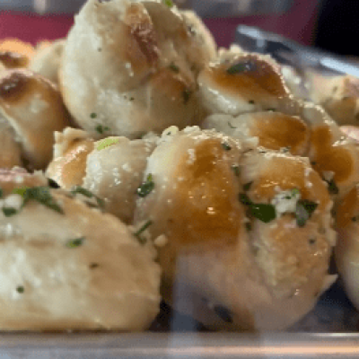 pile of garlic knots in display window